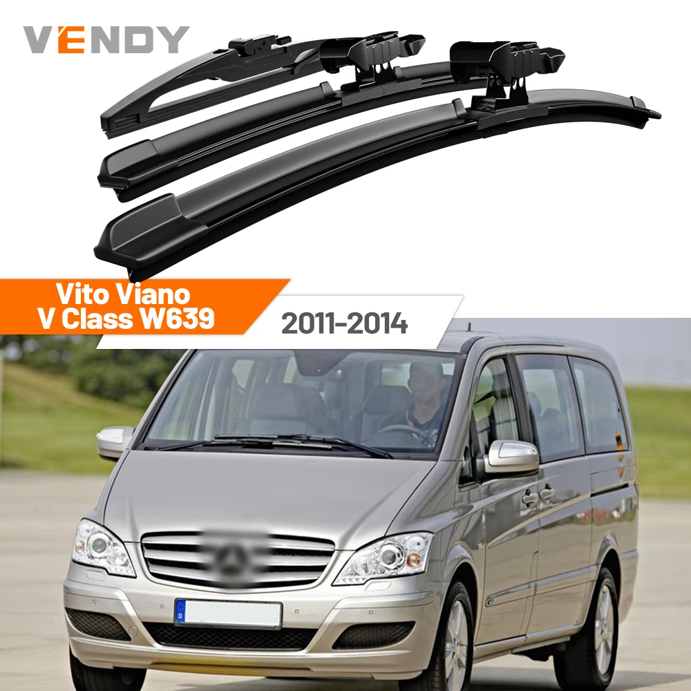

For Mercedes Benz Vito Viano V Class W639 2011-2014 2012 Front & Rear Windshield Wiper Blades Windscreen Wipers Set Accessories