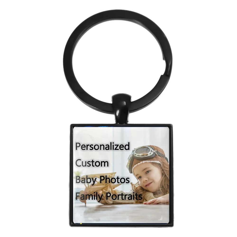 

Personalized Custom Square Couple Photo Keychain Handmade Family Member Photo Accessories Jewelry Keyring Gift Wholesale