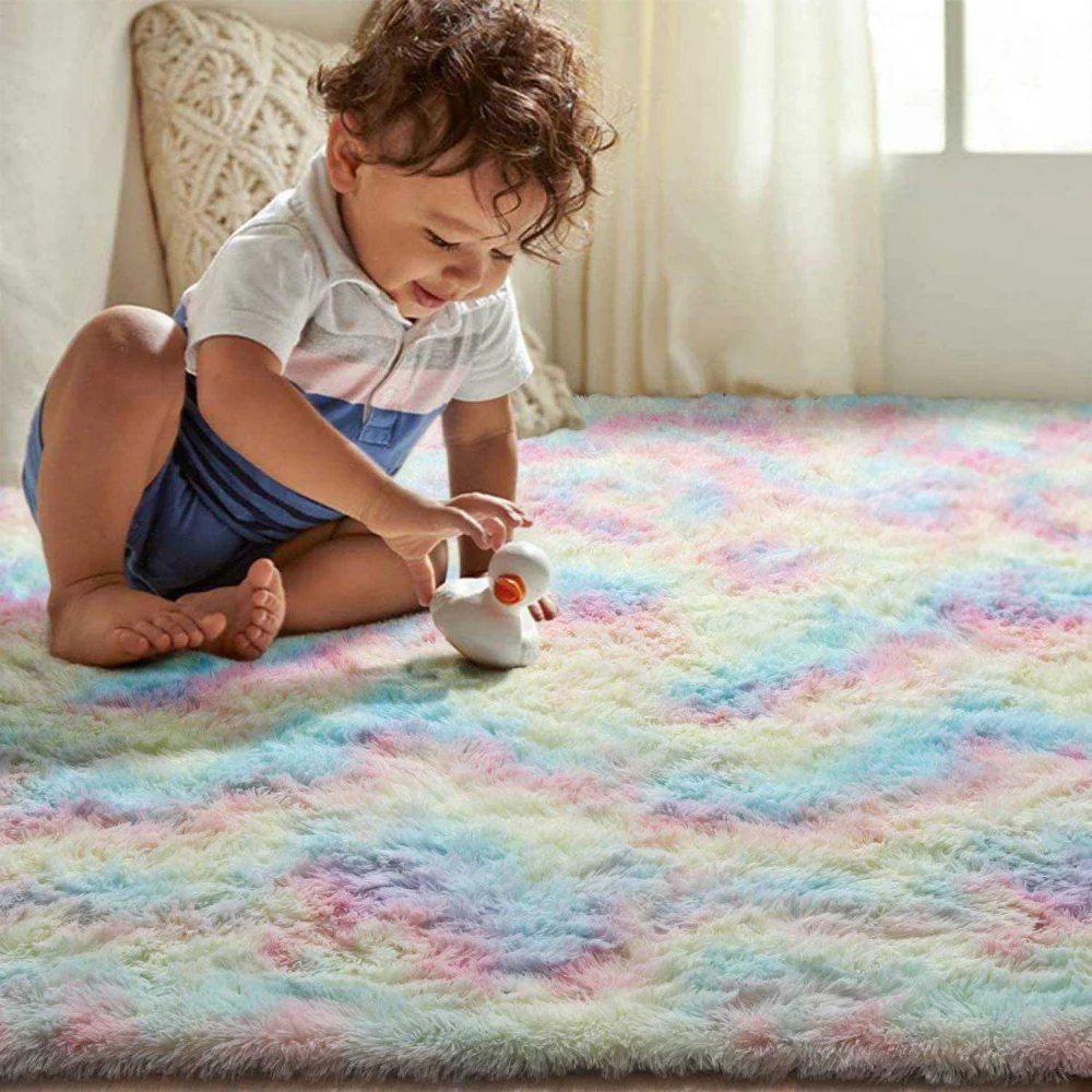 Bedroom Carpet For Children's Room Cute Girls Floor Soft Mat Living Room Decoration White Fluffy Large Kids Bedside Rugs