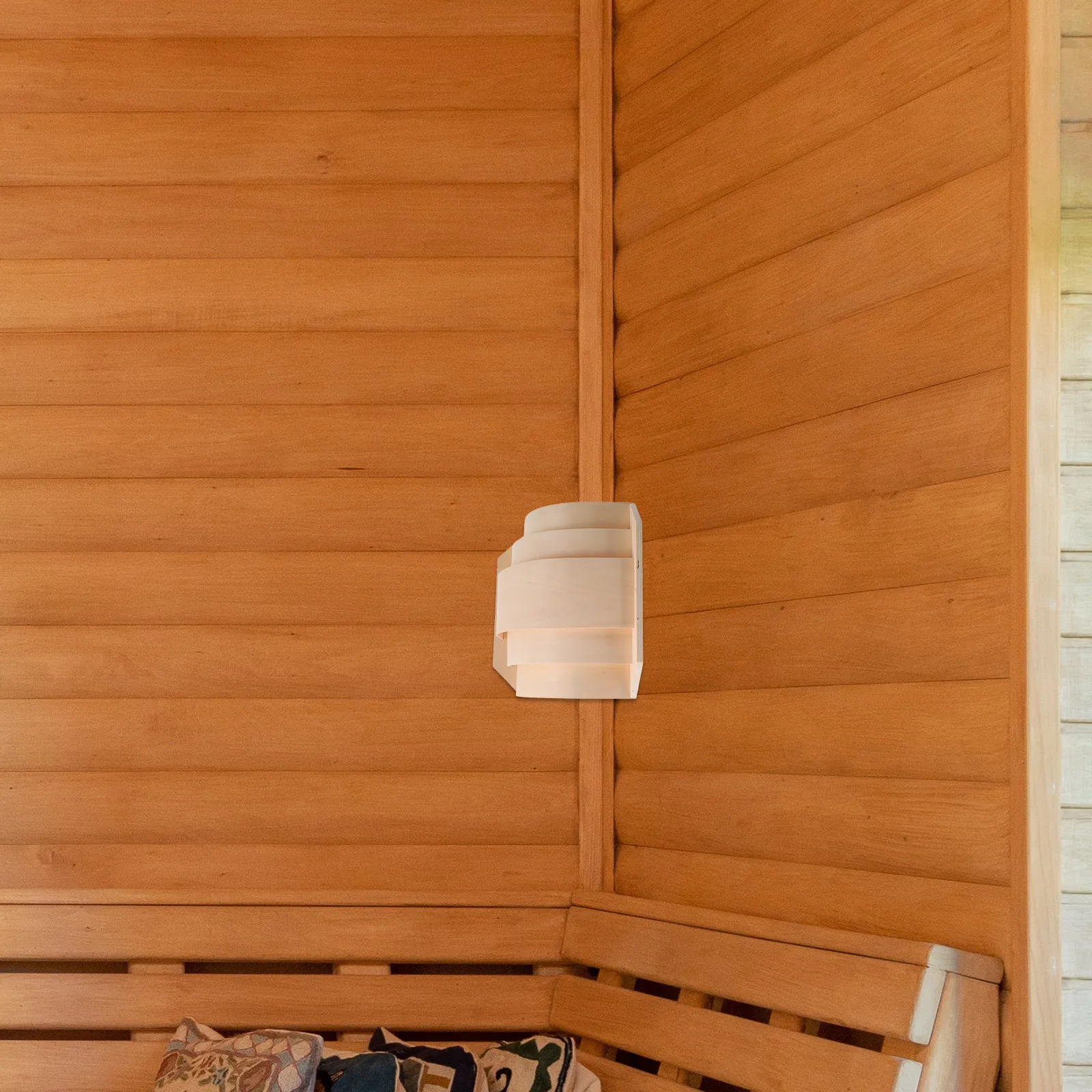 Wooden Right Angle Sauna Lamp Shade Thin Translucent Wood Light Cover Sauna Room Corner Light Fixture Decorative Protector