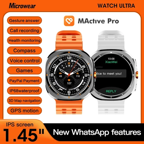 100% Microwear Ma27 Watch 7 Ultra SmartWatch 스마트 워치, 1.45 IPS GPS 나침반 스포츠 시계, BT 통화, 47mm, 1GB ROM 