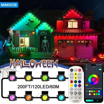 200 stop (60 m) Trvalá venkovní inteligentní okapová světla 200 LED diod Inteligentní RGBIC světla Synchronizace hudby Dynamické světelné efekty pro sváteční dekorace 8 nejlepší prodej Chytré ovládání aplikací Flamingo - №1