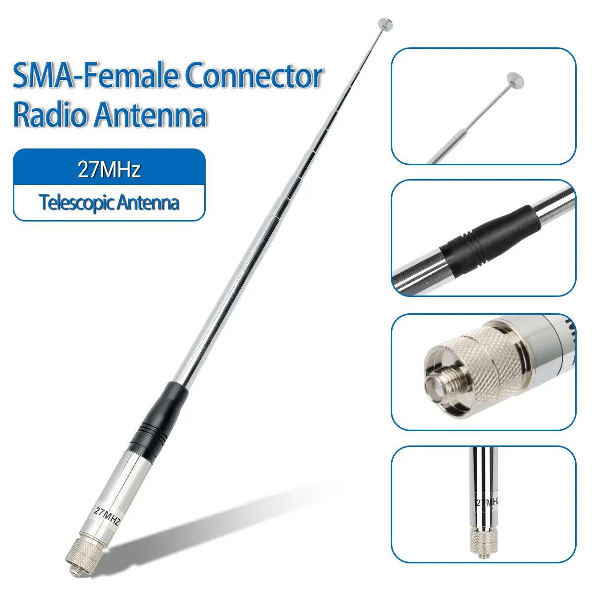 27MHz SMA-Female Handheld Telescopic CB Antenna For BJ-9000 Iradio 