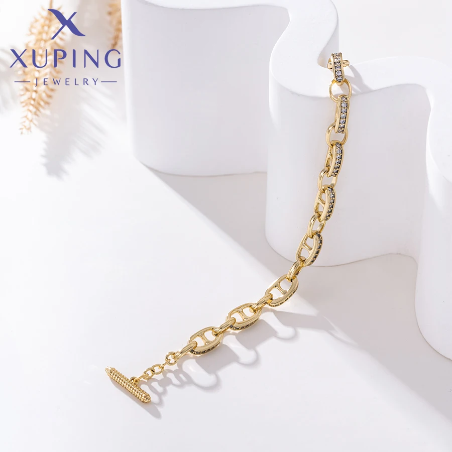 Xuping-Bracelets à breloques en forme de cœur pour femme, bijoux en or clair, cadeau d'anniversaire d'amour, nouvelle arrivée, X000891550