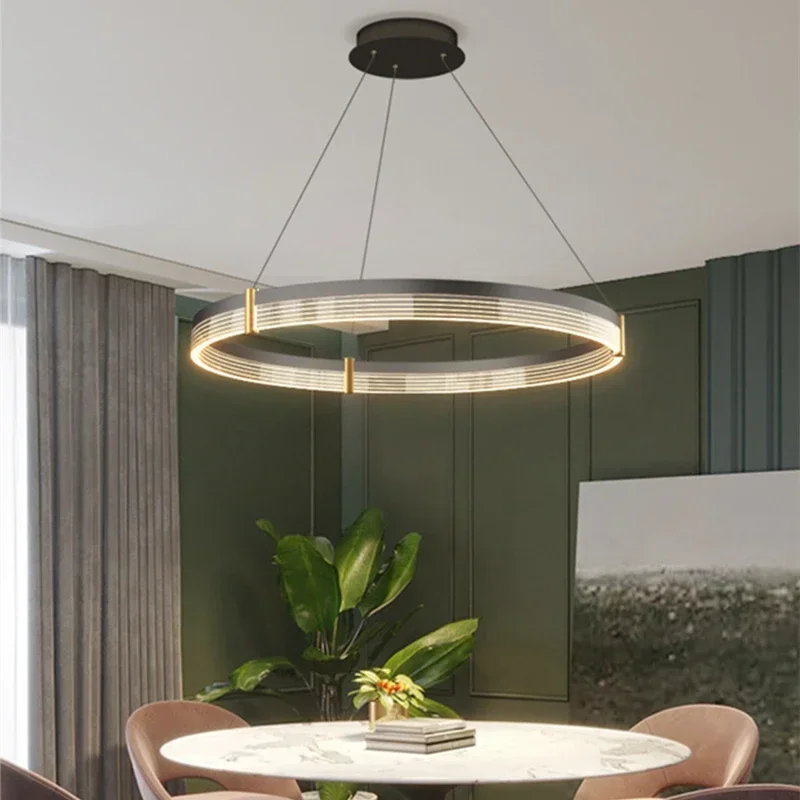 Candelabro LED circular nórdico de diseñador, lámpara colgante de alta gama, iluminación interior, decoración para restaurante, dormitorio, sala de estar, arte