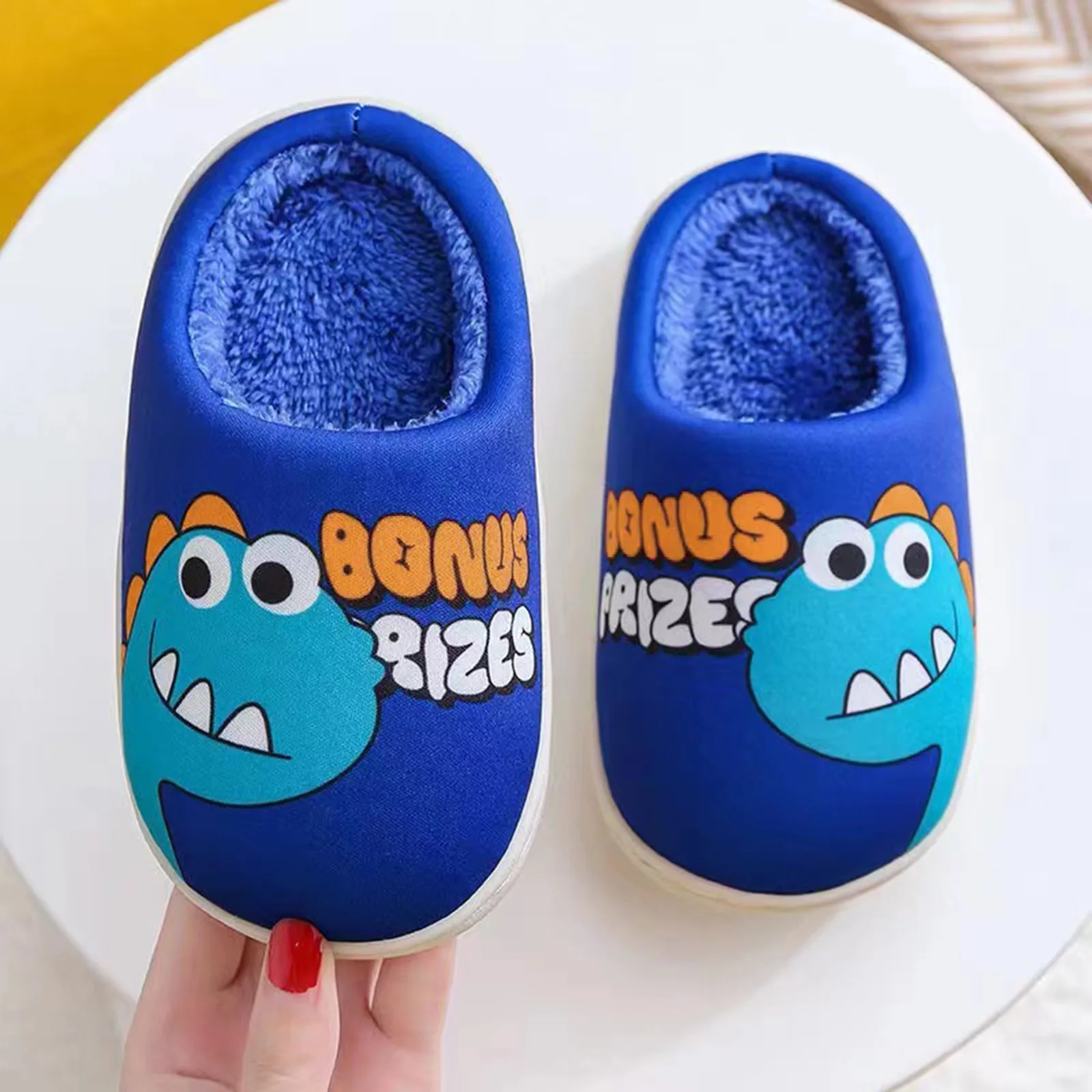 

Child Boys Girls Winter Cotton Slippers Children'S Slippers Dinosaur Warm Plush Indoor Autumn Non-Slip Soft Plush Slipper 2024