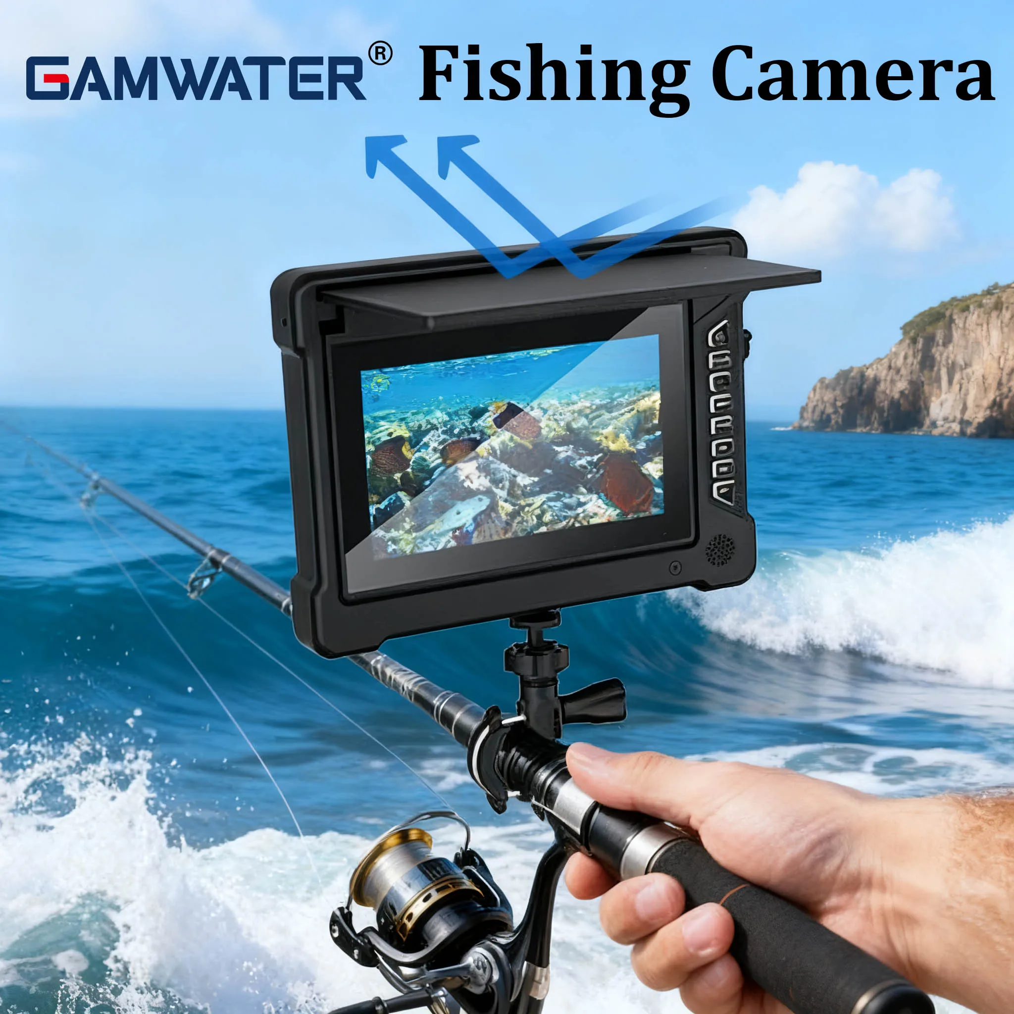 1200TVL HD Underwater Fishing Camera with 7 inch IPS Monitor, Infrared Night Vision, 2650mAh Fish Finder with 165 View Angle