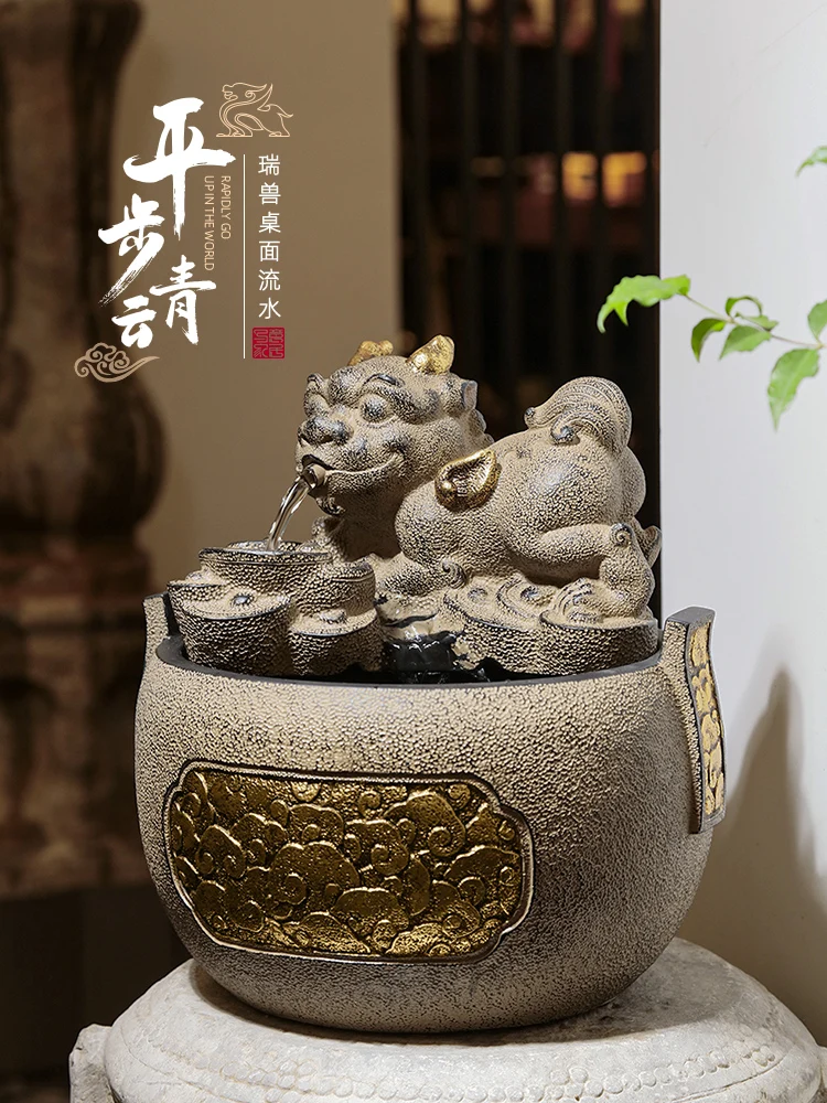 Chinese style flowing water ornaments, fountain,   office desktop, wealth rolling, circulating