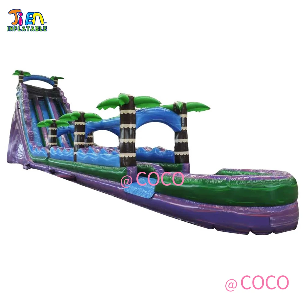 free ship to sea port, 2023 Commercial giant adult size palm tree backyard Inflatable Water Slide and slip with pool