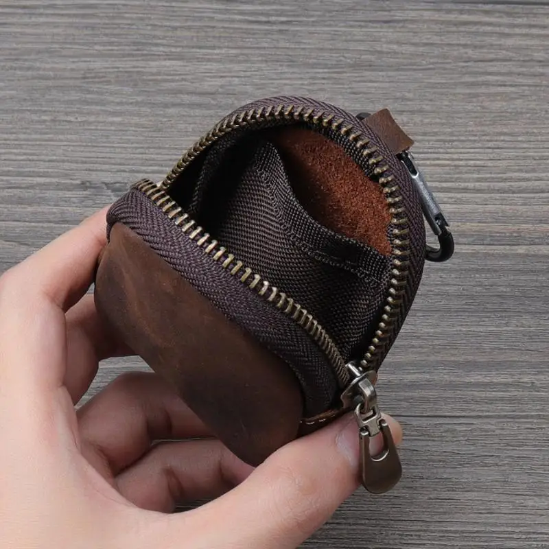 Retro PU Leather Zipper Coin Purse Small Pouch For Coins Earphones Accessories Bag Pendant