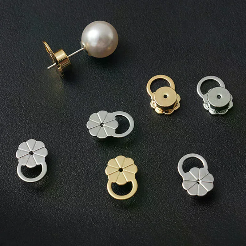 2Pcs Earring Lifters For Heavy Studs Secure Ear Back Stoppers Prevent Earrings From Tilting Plum Blossom Ear Plug Caps Accessor