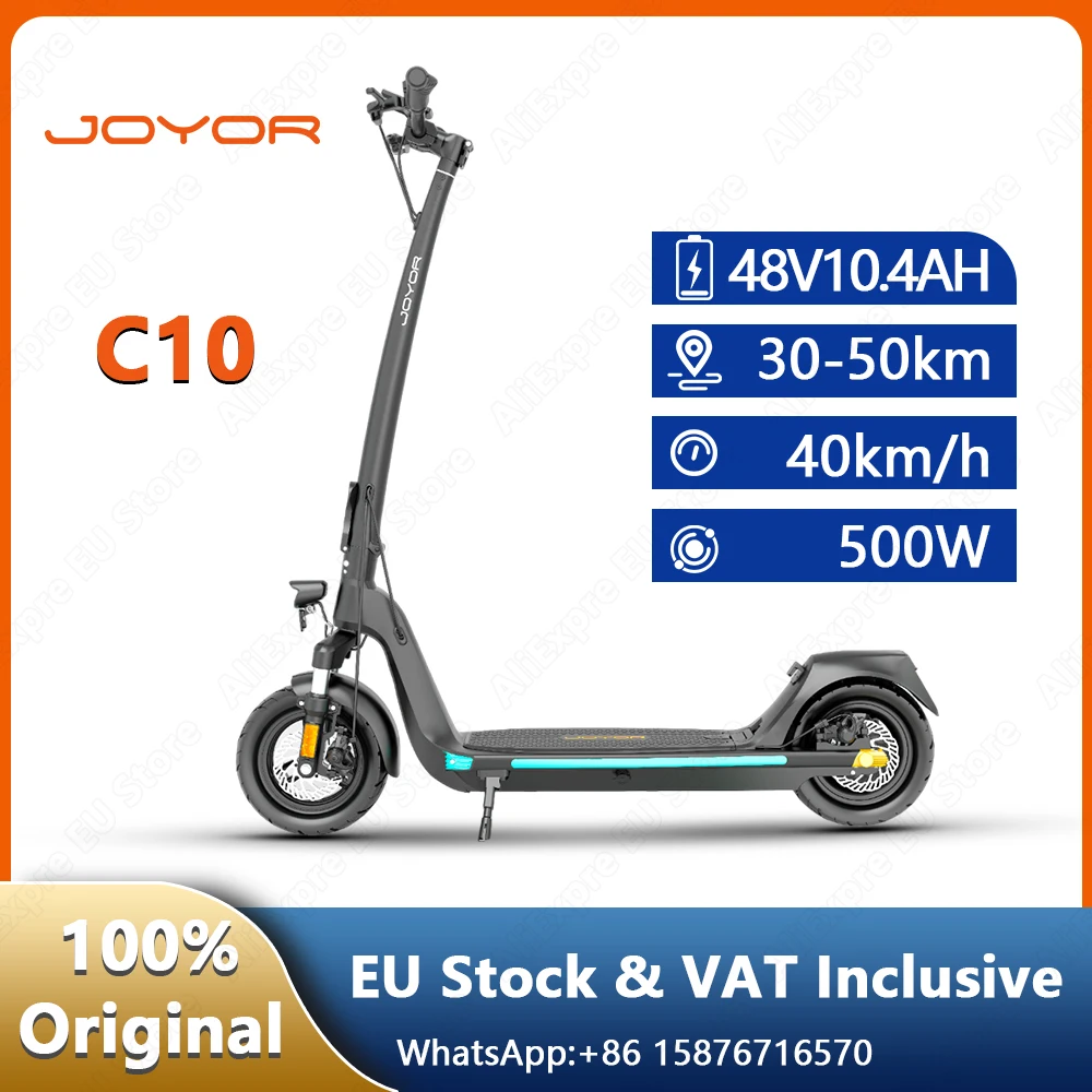 JOYOR C10 Scooter Elettrico per Adulti Motore 500W 48V10.4Ah Batteria Rimovibile Funzione NFC E-Scooter Pneumatico da 10 Pollici Scooter Pieghevole