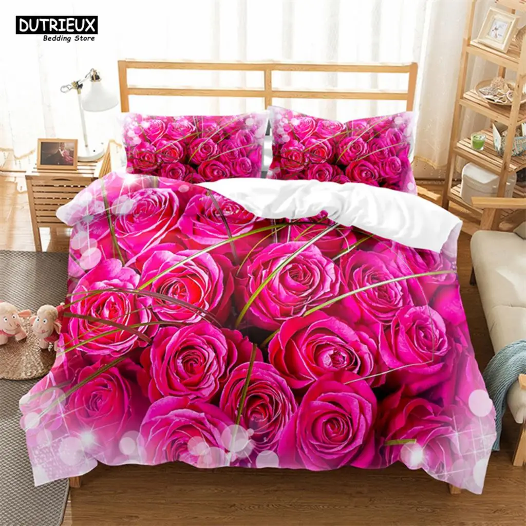 3D Love Flower Bedding Print Polyester Bedding Sets Child Kids Covers Boys Duvet Cover Set For Teens King Size Bedding Set