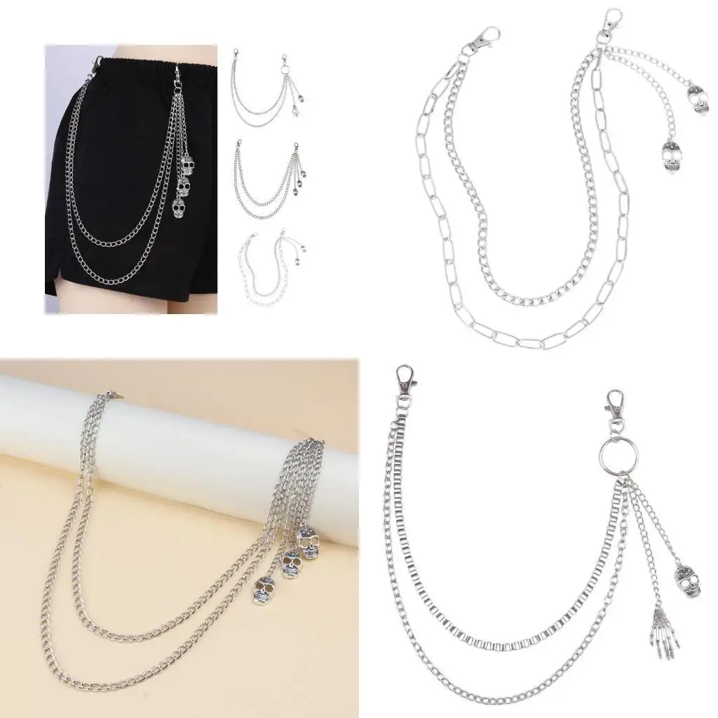 

652F Skull Head Metal Waist Chain Unique Women Chain Fashion Smooth Pants Chain for Various Occasion