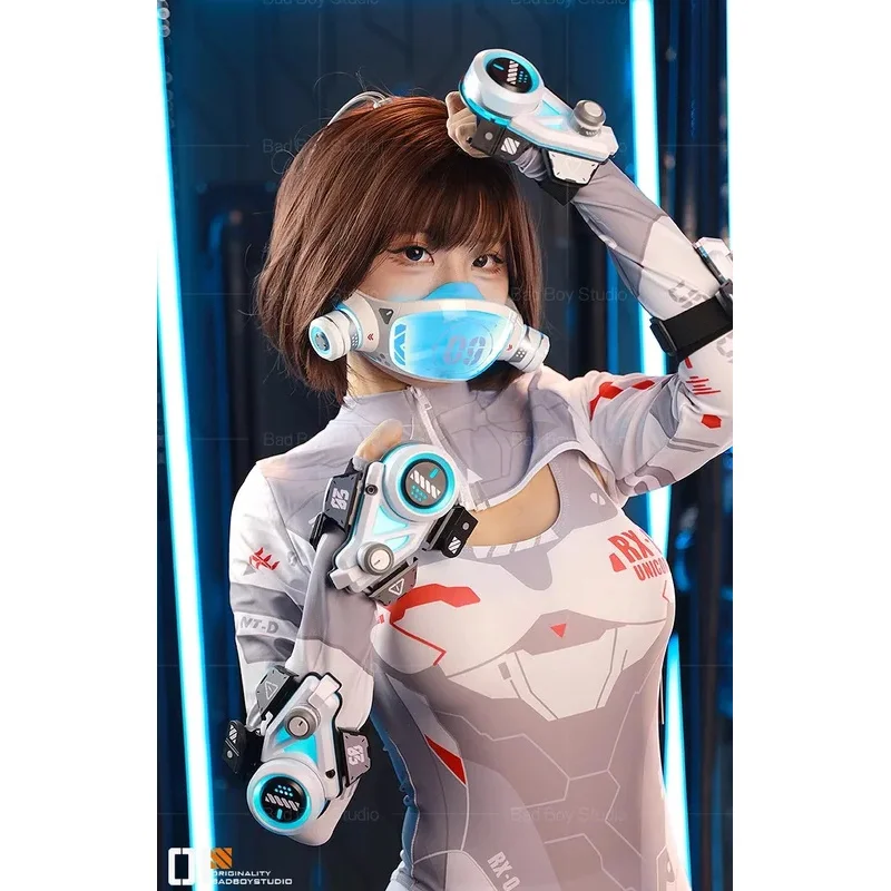 قناع إضاءة LED من Game Cyberpunk Cosplay للنساء، ملحقات خوذة مهرجان الموسيقى، قناع ميكانيكي للخيال العلمي، أقنعة الهالوين