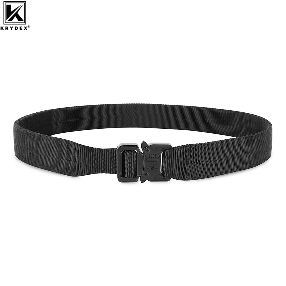 

KRYDEX Tactical 1.5 Inch Duty Belt Quick Release Rigger Shooting 1.5" Turn To 1" Width 2-Ply Stiff EDC Belt Black Men Waistband