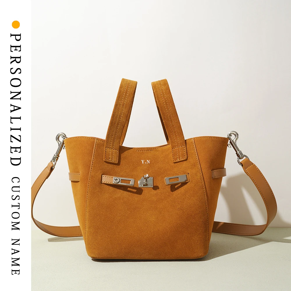 

Niche design matte retro handbag for women's bag casual versatile one-shoulder crossbody bag free gold stamping letters