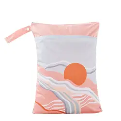HappyFlute New One Piece Digital Print 30*40CM 2pocket Wetbag Snap Handle Reusable Waterproof Fashion Pattern Wet&Dry Diaper Bag