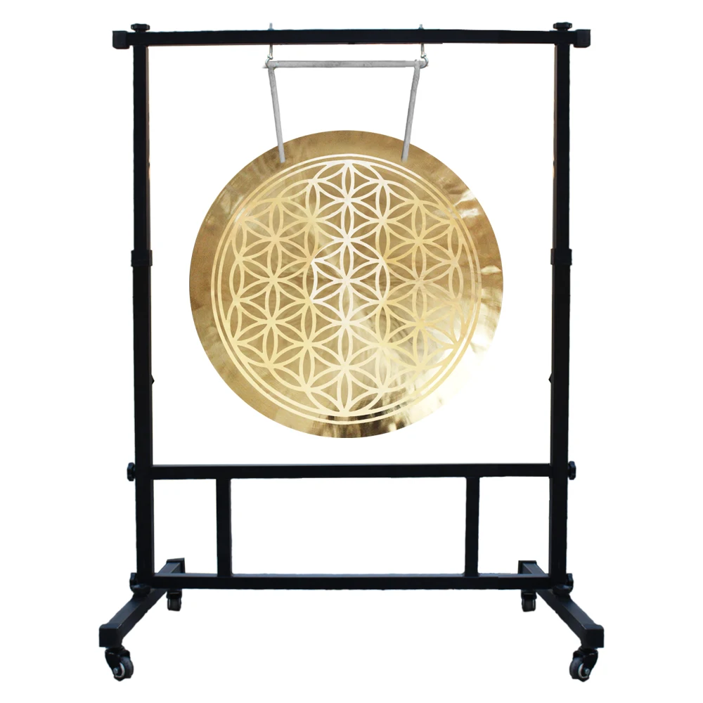 

Звуковое исцеление Гонг-Цветок жизни Ветровой гонг 50/60/70/80/90 см с квадратной стальной подставкой Гонг для медитации Бронзовые китайские гонги для йоги