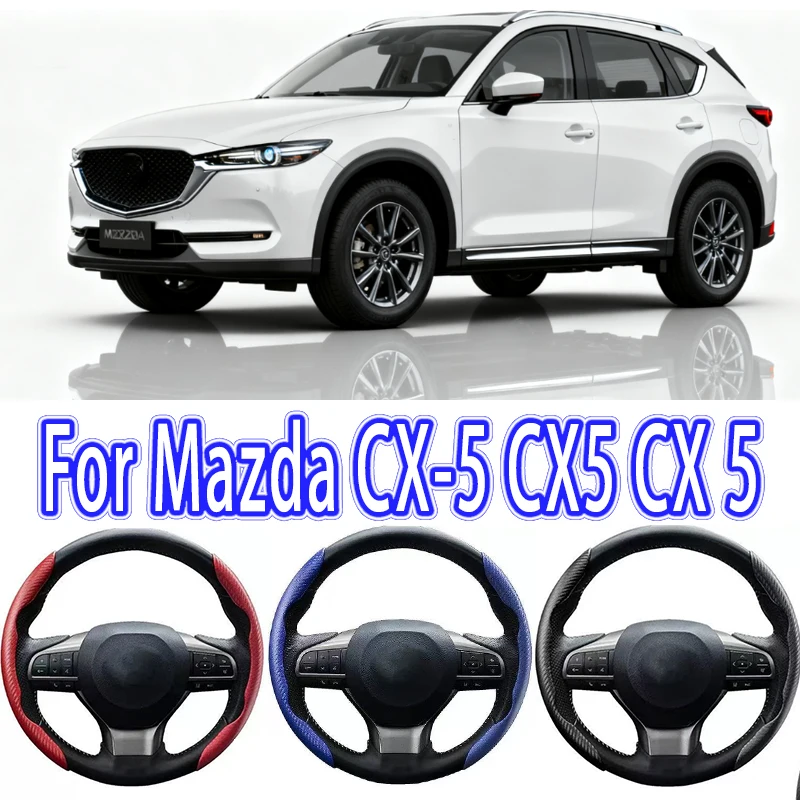

For Mazda CX-5 CX5 CX 5 Car Steering Wheel Cover 38CM Anti-Slip Suede Steering Wheel Cover Auto Decoration Accessory