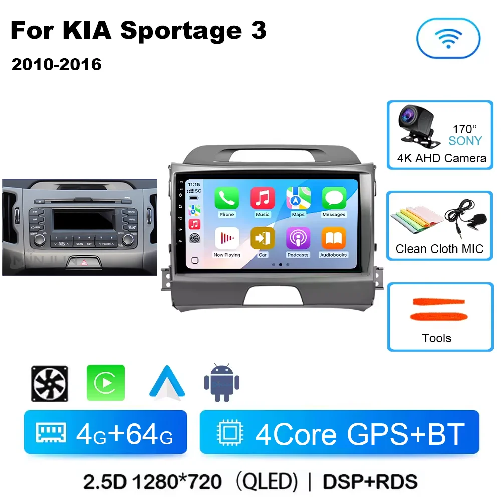 Android 15 Qualcomm Autoradio Voor KIA Sportage 3 Sportage R 2010-2016 Draadloze Android Auto Carplay Multimedia speler Auto stereo - afbeelding 1