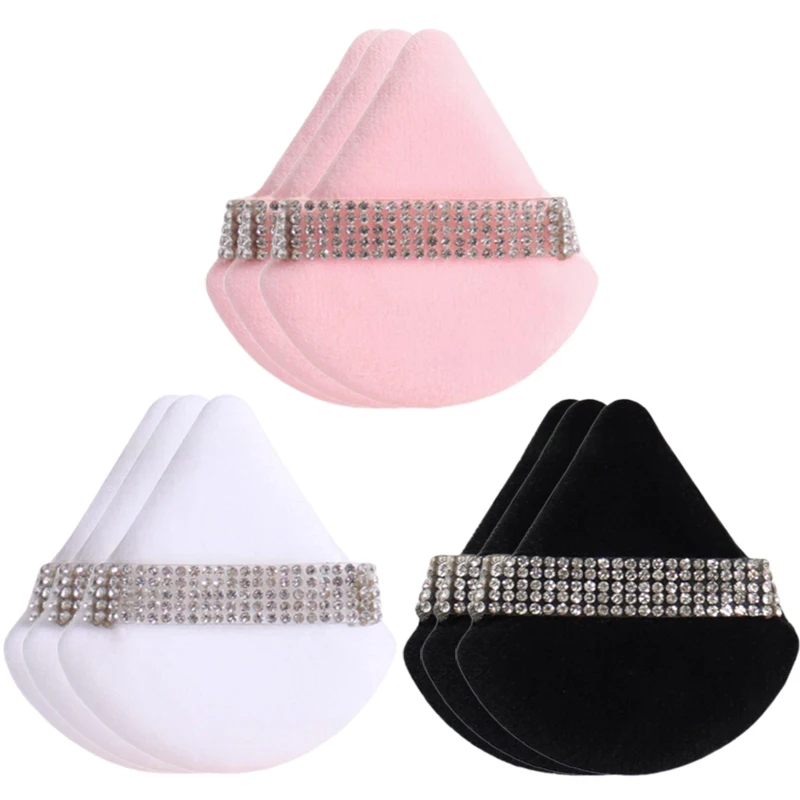 Esponja de esponja de polvo de diamante de terciopelo suave, esponjas de cosméticos triangulares portátiles para maquillaje Facial, herramientas de maquillaje de belleza para mujer