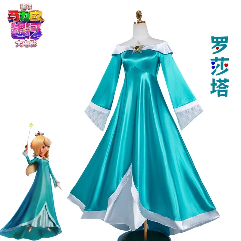 

Anime Rosalina Princess Cosplay Costume Role Playing Party Comic Game Halloween Christmas Rose Uniform Dress for Woman Girl ,[6