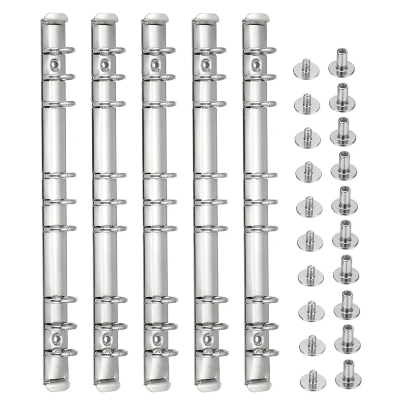 A19E-B5 9-Hole Ring Binder Mechanisms, 4 Set Binder Spine Replacement For Binder Planners,2Cm, Silver