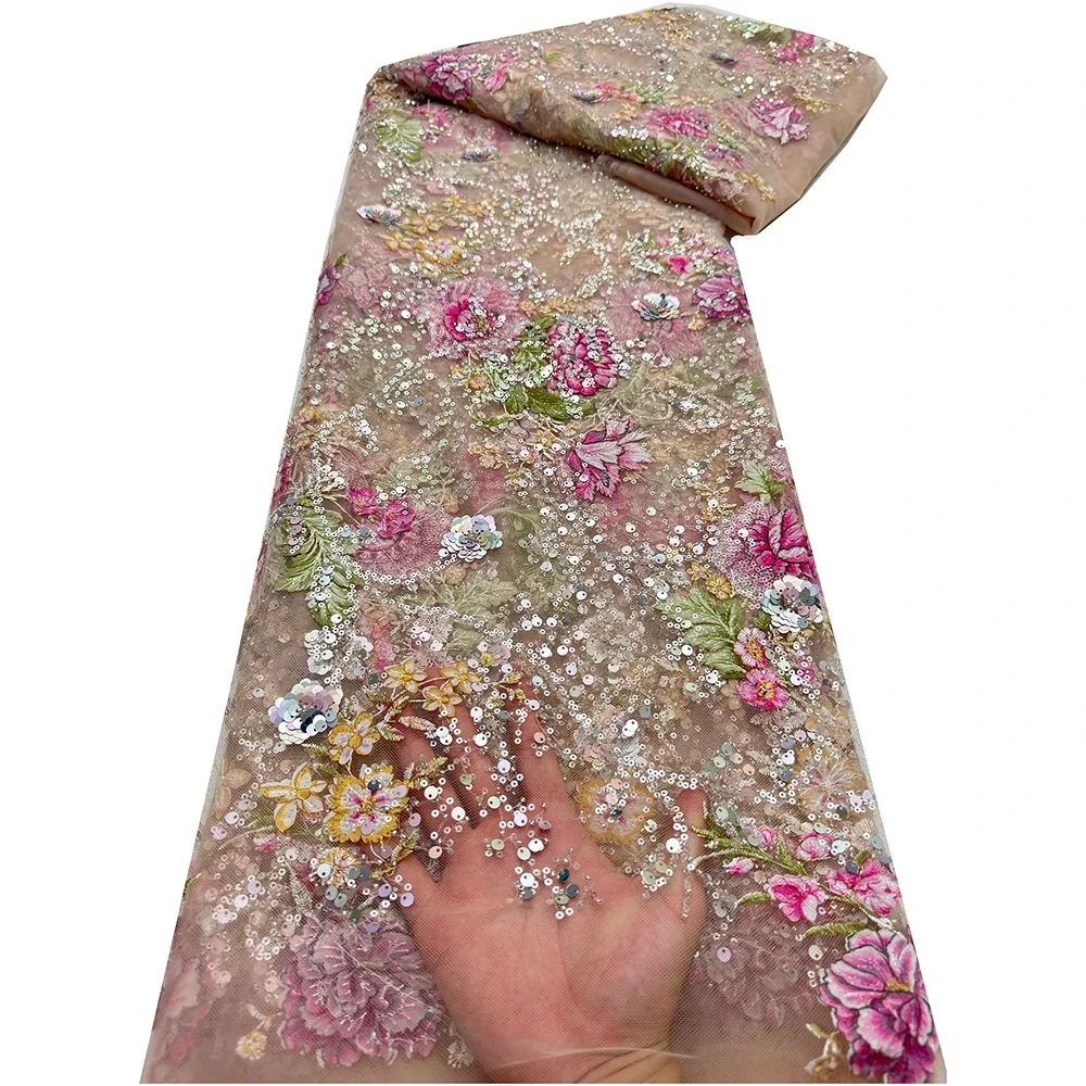 アフリカレース生地スパンコールビーズ刺繍新郎ナイジェリアブライダル高品質フレンチチュールレース生地結婚式の縫製用