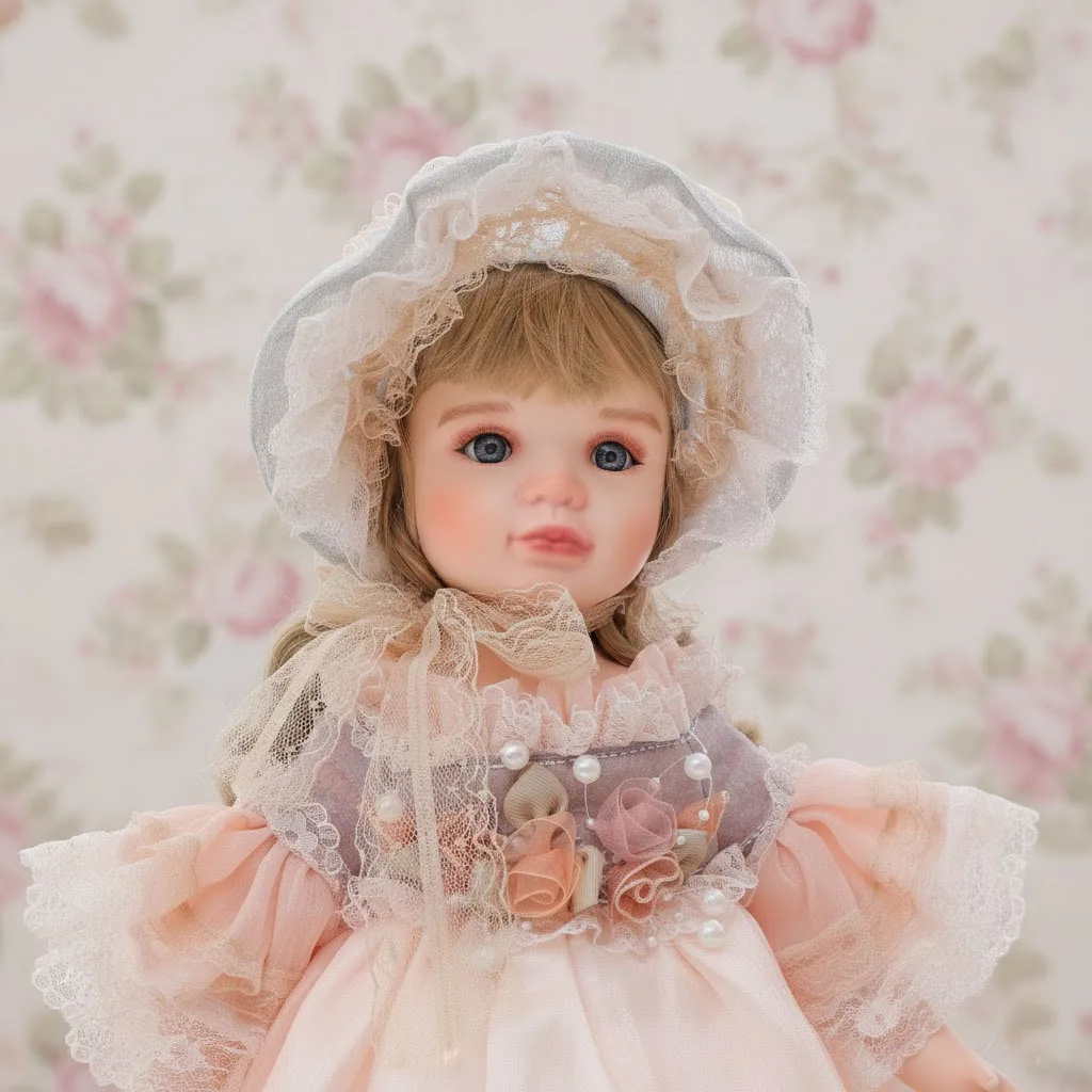 

Cloveray 45cm Original Victorian Style Porcelain Doll 18 Inch Retro Ceramic Limb Cloth Body Ceramic Doll Art Gift With Bracket