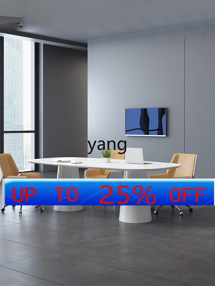 LMM  Desk White Paint Negotiation Oval Reception Table Conference Table Simple