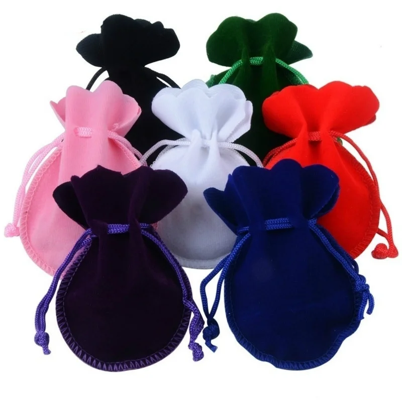 10Pcs Fashion 7*9cm Velvet Bag Drawstring Pouch Black/Red Calabash Gift Bag Storage Pouch for Necklace Bracelet