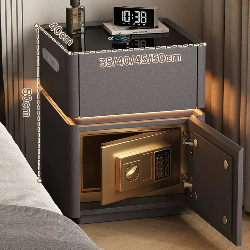 French Safes Night Stands Secret Gray Solid Wood Storage Bedside Tables Hidden Charging Mesitas De Noche Furniture Bedroom