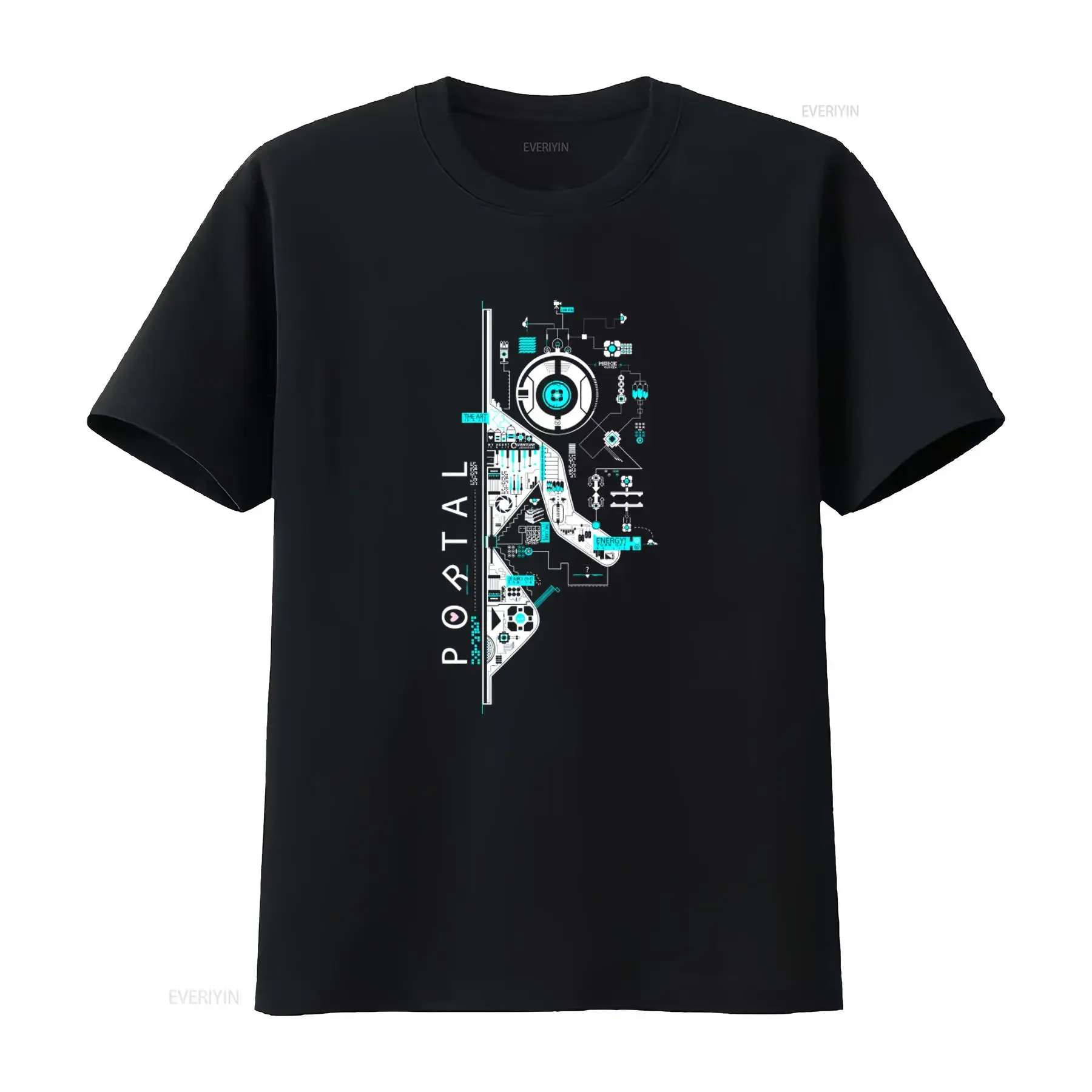 Portal 2 Art Inspired T Shirt for Cool Design Fashion Casual vintage Washed Soft streetwear Versatile Unisex Slightly