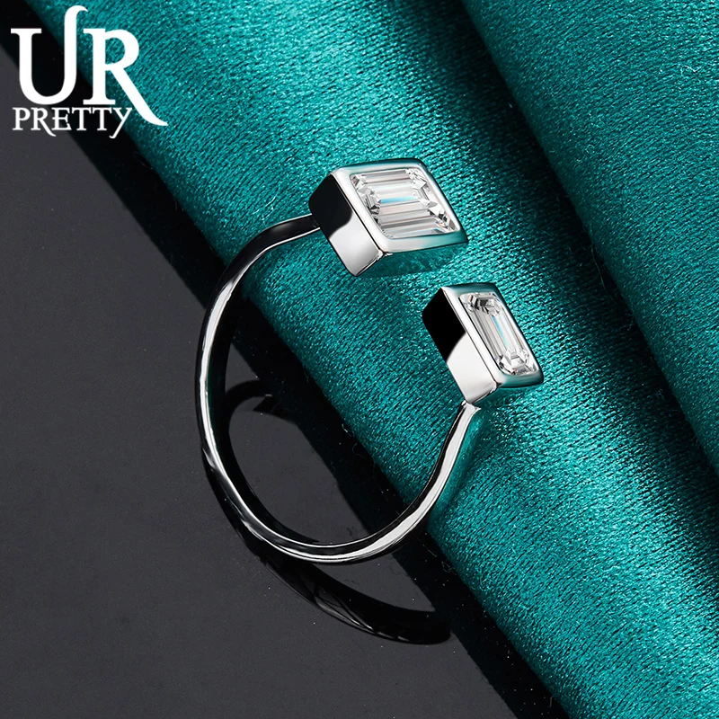 925 Sterling Silver Jewelry Smooth Square Interface Ring, Suitable for Women's Birthday Parties, Engagement Wedding Gifts