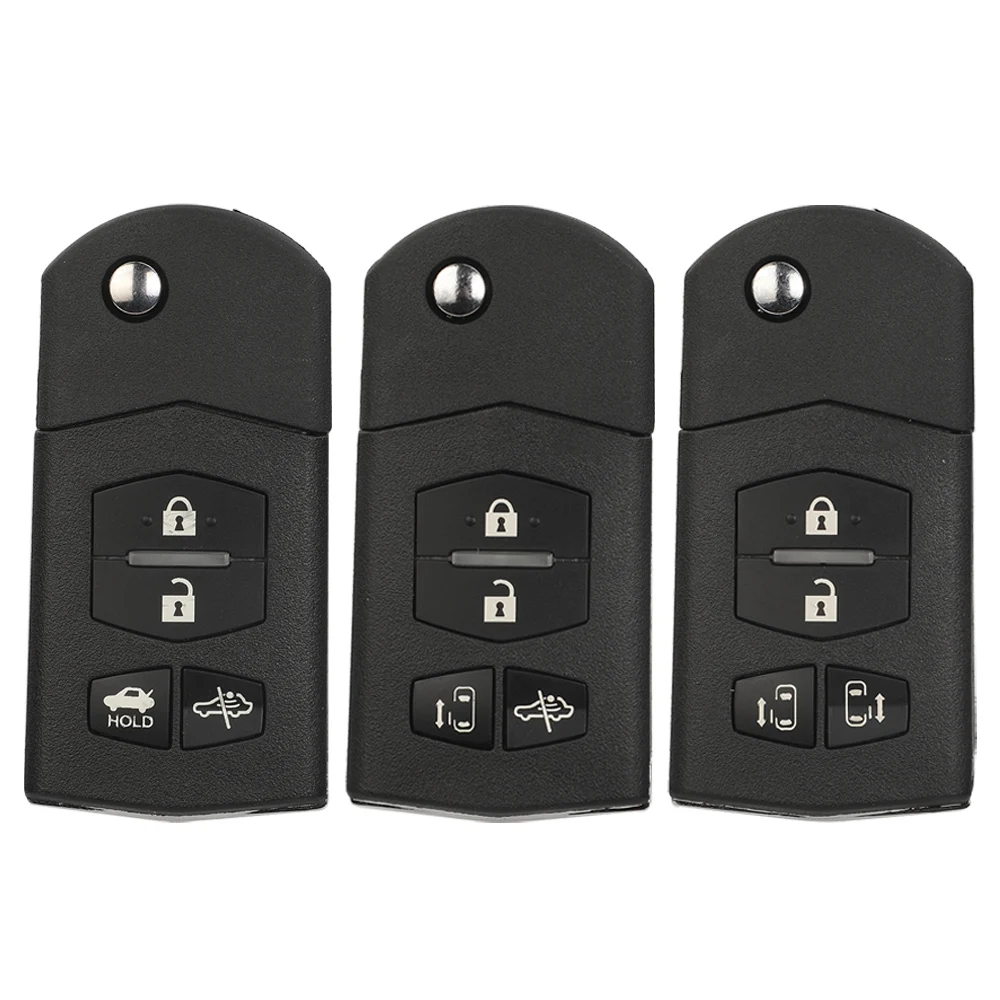 jingyuqin Remote Flip Car Key Shell For Mazda 2 3 5 6 M5 M6 CX-5 CX-6 2004+ Folding Auto Key Case Housing Replacement MAZ24