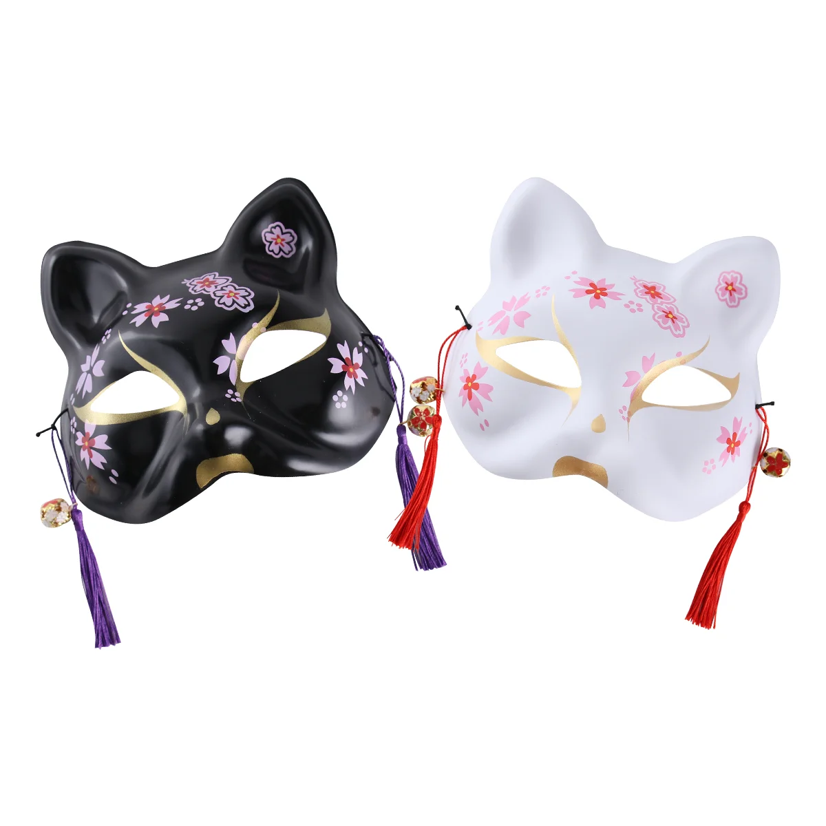 

2 Pcs Masquerade Costume Facial Masks Cherry Blossoms Painted Fox Dress Up Headwear Child