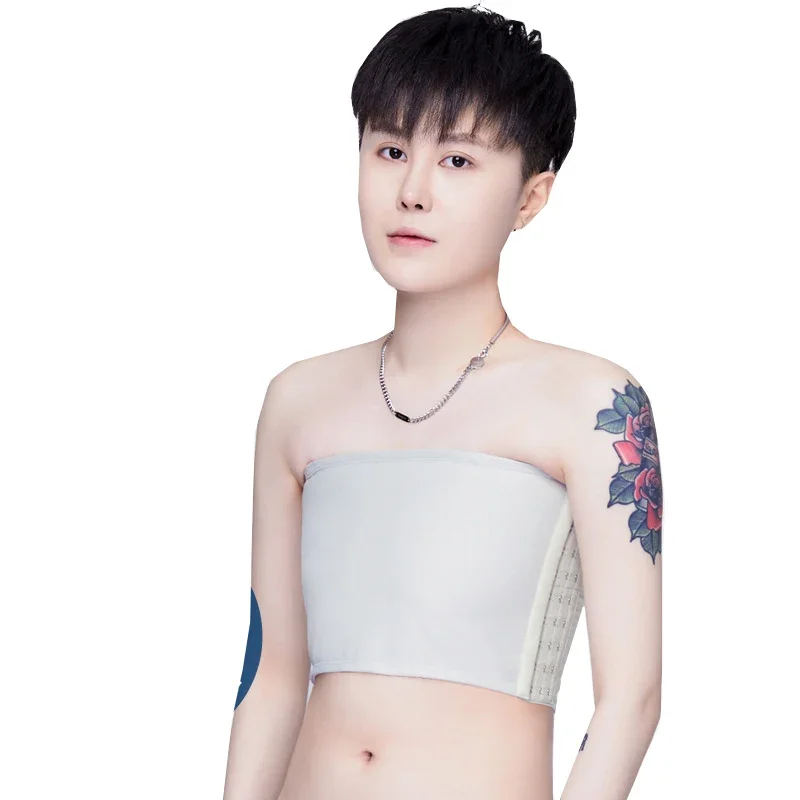 HaleyChan 3 Rows of Hook Mesh Breathable Plus Size Chest Binder for Tomboy Trans Lesbian Crossdresser FTM Corset  Strapless Top