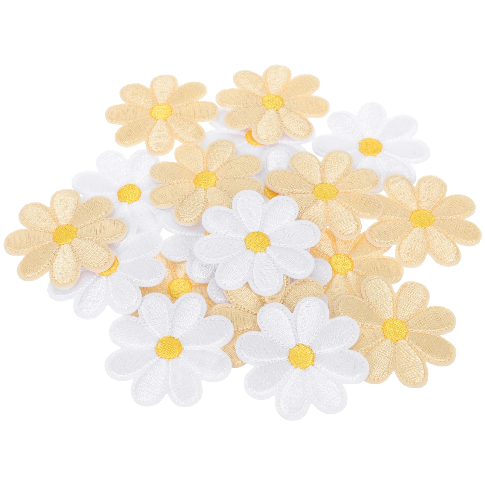 20 Pcs Daisy Ornament Embroidery Patch Clothes Patches Iron Embroidered for Sew