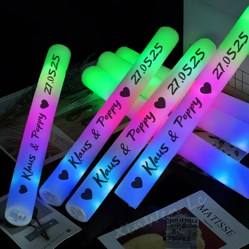 

30/40/60/80/100/120Pcs RGB LED Glow Foam Stick Bulk Colorful LED Glow Sticks Cheer Tube Light Birthday Wedding Party Supplies