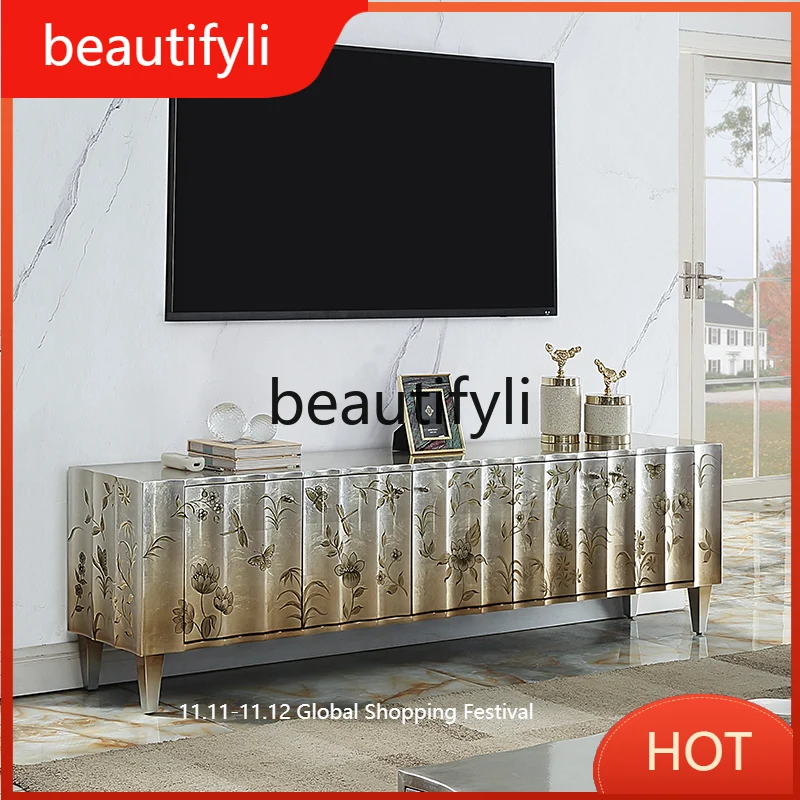 

Light luxury TV cabinet coffee table combination modern simple decorative cabinet home luxury living room D80