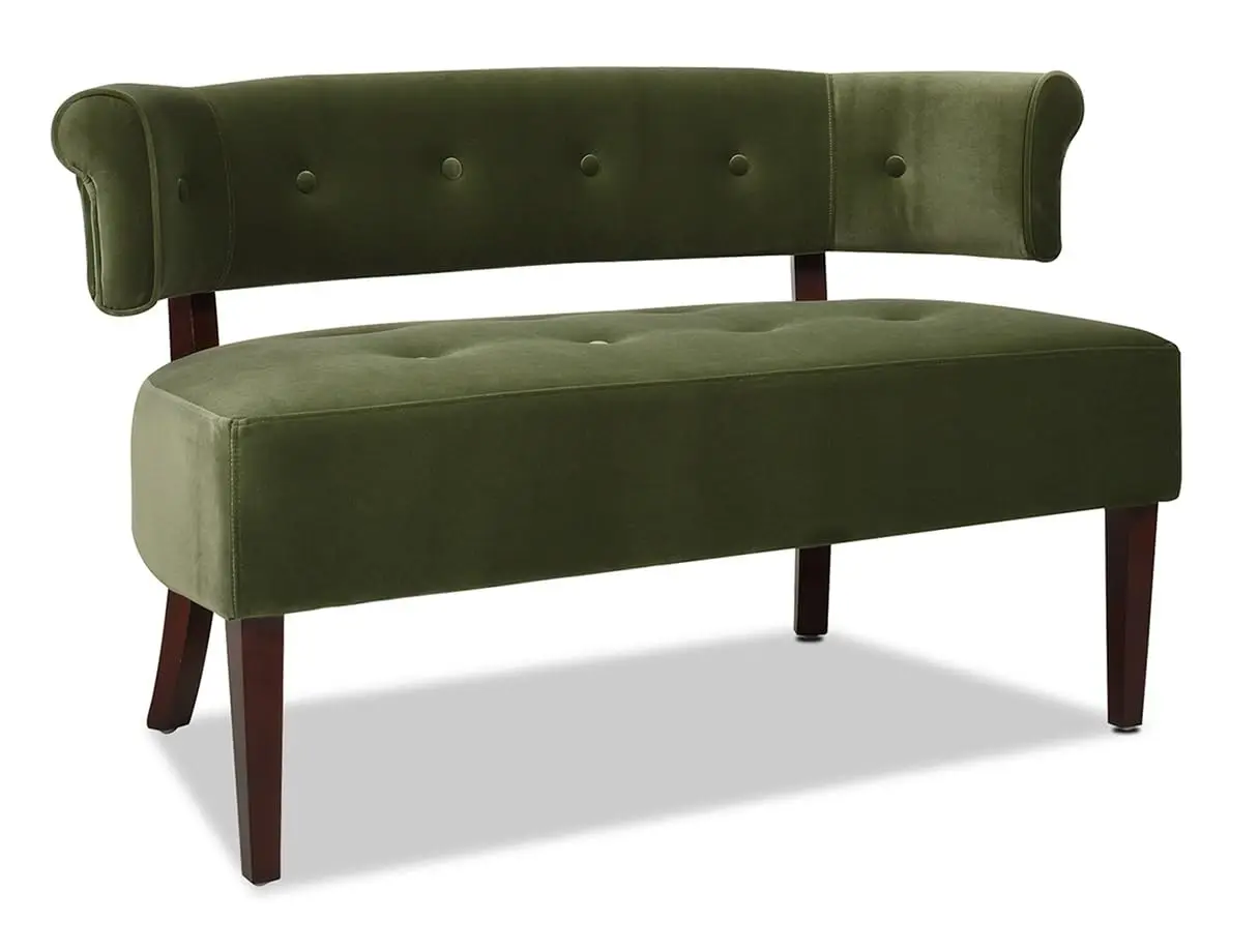 Jared Roll Arm Tufted Bench with Back Settee in Burnt Orange Performance Velvet
