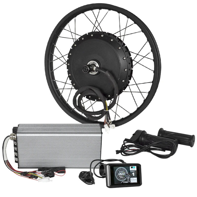 19 to 24 inch wheel 72v 60v dc hub motor 10000w 12000w electric motorcycle conversion kit with battery and disc brake