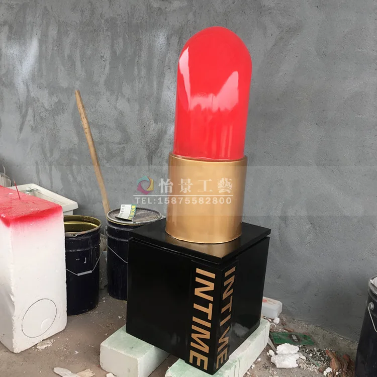 Customized lipstick sculpture, fiberglass cosmetic model, cosmetic modeling