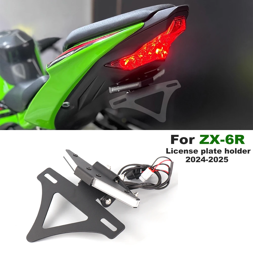 

For Kawasaki ZX-6R 2024 2025 Turn Signal light Motorcycle Rear Short Tail License Plate Holder Tailstock Bracket Kit accessory
