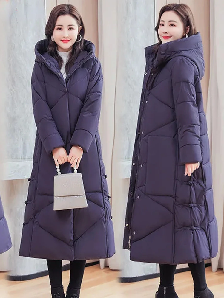 

Warm Women Winter Hoodies Parkas Jacket Casual Thick Elegants Abrigos Quilted Overcoat Korean Slim New Cotton Padded Parcas Coat