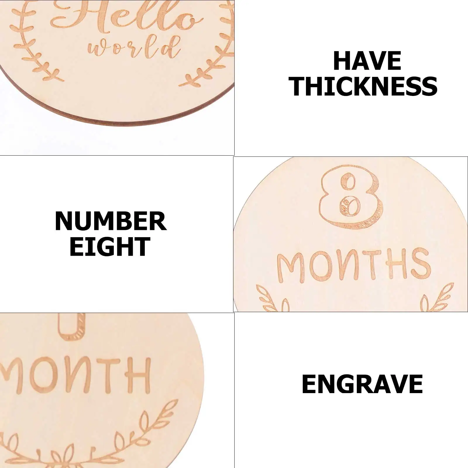 

14pcs Baby Monthly Milestone Cards Wooden Photography Props Decorative Natural Wood Slice Infant Growth Memorabilia Newborn