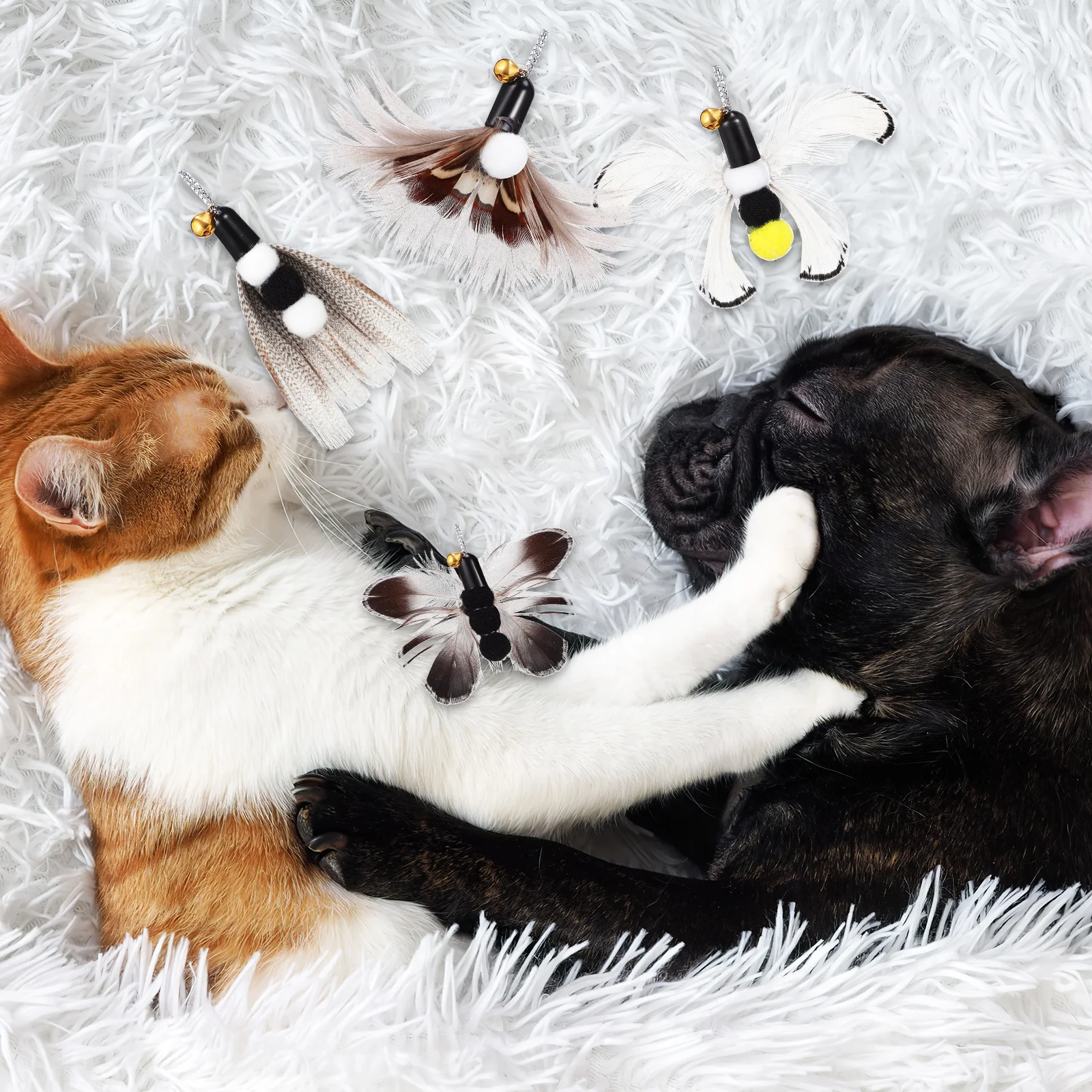 

6Pcs Cat Teaser Replacement Heads Realistic Cat for Indoor Cats Interactive Play Exercise Kitten Heads