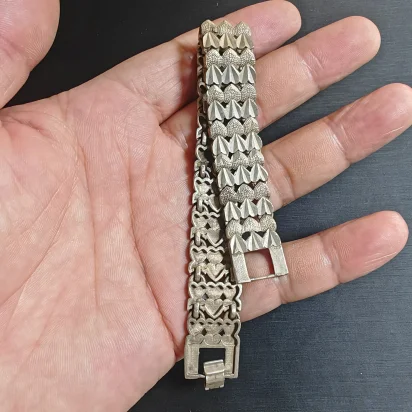 Bracelet en argent massif à maillons en forme de cœur, multi-rangs, pour femme, avec boucle réglable, style rétro, bijou de poignet, cadeau pour la Saint-Valentin ou usage quotidien