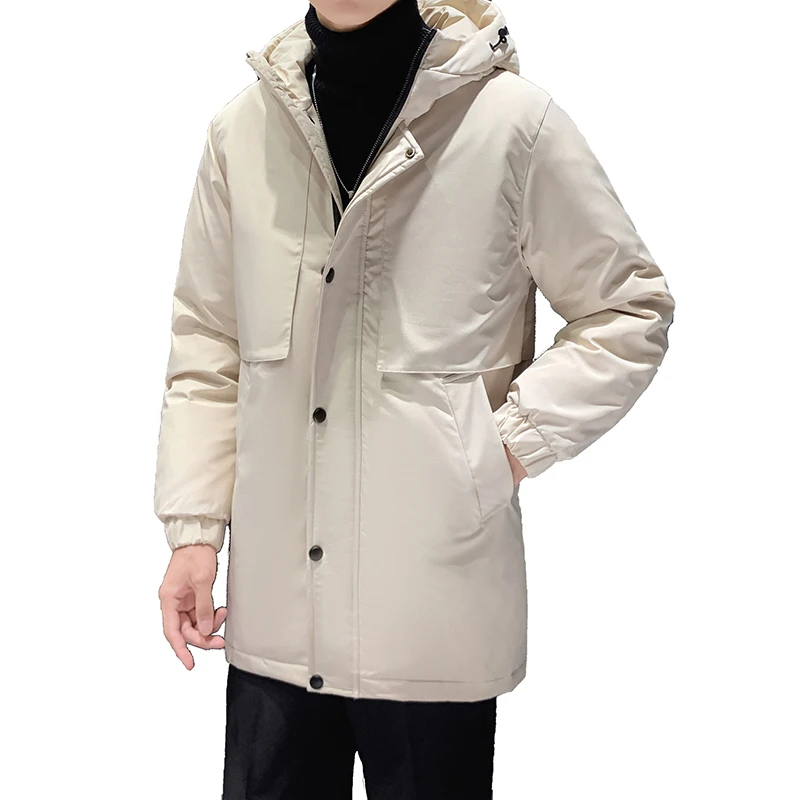 Novo casaco de inverno para baixo moda jovem vitalidade pato branco para baixo jaqueta com capuz quente para baixo casaco marca roupas masculinas